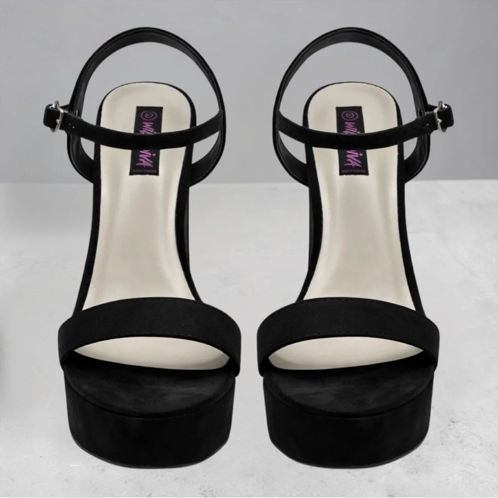 NEW Wild Diva Lounge Microfiber Suede Block Heel Sandals